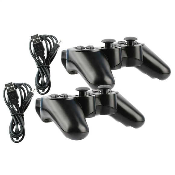 TekDeals 2x Pad Contrôleur de Jeu Bluetooth Sans Fil Noir pour Sony PS3 Playstation 3