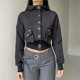 thumbnail image 3 of CORIRESHA Women's Vintage Short Single-Breasted Pocket Lightweight Utility Jacket Hooded Coat, 3 of 3