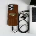 thumbnail image 2 of Handmade Genuine Leather Phone Case With Multi-Functional Lanyard For Iphone 16, iPhone 13 Pro Max, 2 of 10