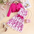 thumbnail image 5 of CUZIBR Kids Seasonal Dress Girls With Solid Color Jacket Floral Pattern Sleeveless Long Sleeve Dress Outfit Sets Fall Clothes Sets,Hot Pink,7-8 Years, 5 of 9