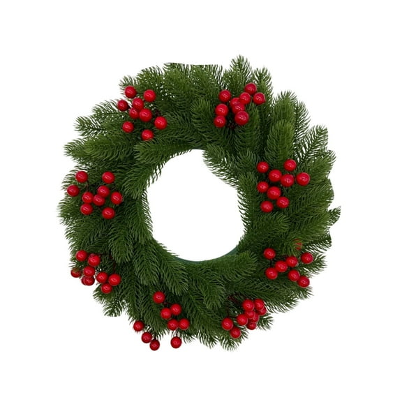 26 inch Lush Christmas Wreaths for Front Door with Red Berries Christmas Decorations Real Touch Faux Cedar Wreath Large Winter Green Wreaths for Windows Outdoor Indoor Walls Home Xmas Holiday Decor