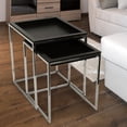 thumbnail image 5 of Empire Art Direct  Black Ostrich Exotic Leather Nesting Tables with Stainless Steel Legs, 5 of 5