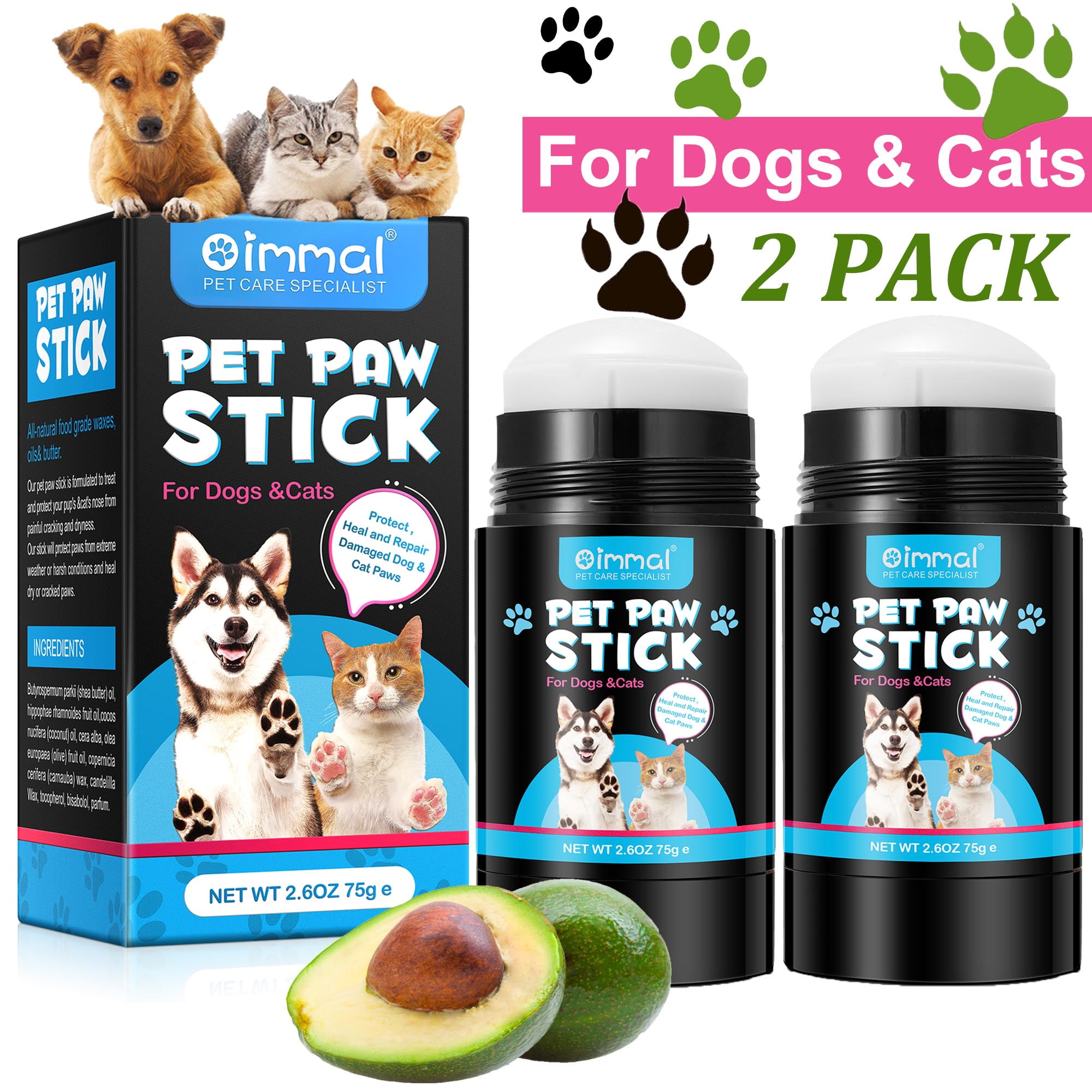 Pet Paw Balm for Dog and Cat 2 Pack,Food Grade Ingredients,Paw