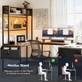 thumbnail image 4 of NEILA Brown U-Shaped Desk with Power Outlets & RGB LED Lights – 79" Reversible L-Shaped Computer Desk with Drawers, Monitor Stand, Storage Shelves – Perfect for Home Office, Gaming, and Work, 4 of 8