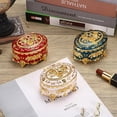 thumbnail image 6 of ABPETE Vintage Metal Jewelry Box - Oval Trinket Box Ring Case with Rose Pattern Jewelry Storage Box for Ring Earrings Necklace, Keepsake Box for Women, Blue, 6 of 18