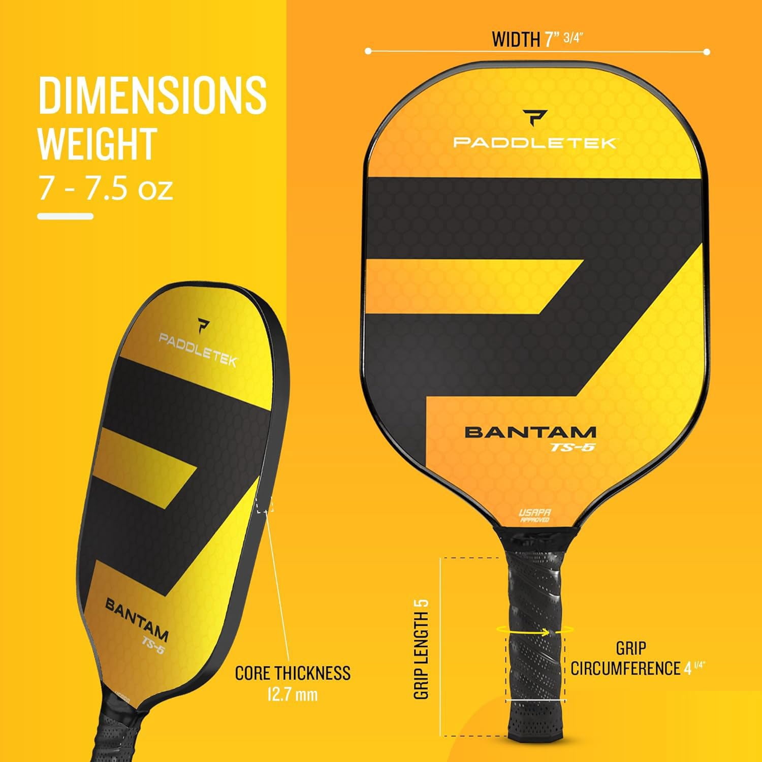 Paddletek Bantam TS-5 Pickleball Paddle (HORIZON (Yellow))