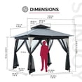 thumbnail image 4 of Sunjoy 9 ft. x 9 ft. Light Gray and Black Steel Soft Top Gazebo Mosquito Nettings and Privacy Screens, Double Roof Outdoor Screened Gazebos Shelter, Gazebo Canopies for Backyard, 4 of 10