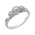 thumbnail image 1 of LBG British Made Solid 18k White Gold Cultured Pearl Womens Anniversary Ring - 33 size options - Size 10.25, 1 of 7