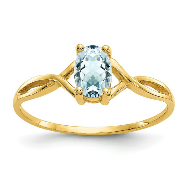 AA Jewels - Solid 10k Yellow Gold Genuine Aquamarine Blue March ...