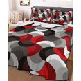 thumbnail image 3 of Quilts Twin-XL Size Bedding Set, Red Grey Abstract Lightweight Quilted Comforter, Modern Geometric Ombre Artwork Soft Reversible Bedspread Coverlet with Pillow Covers for All Season, 68" x 98", 3 of 7