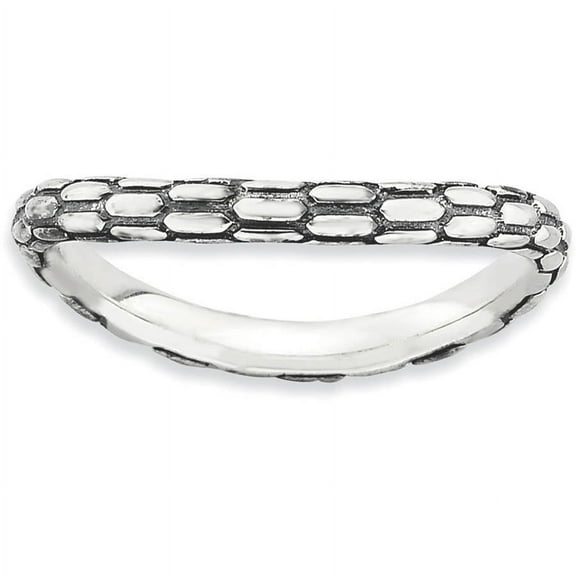Sterling Silver Polished Antiqued Wave Ring