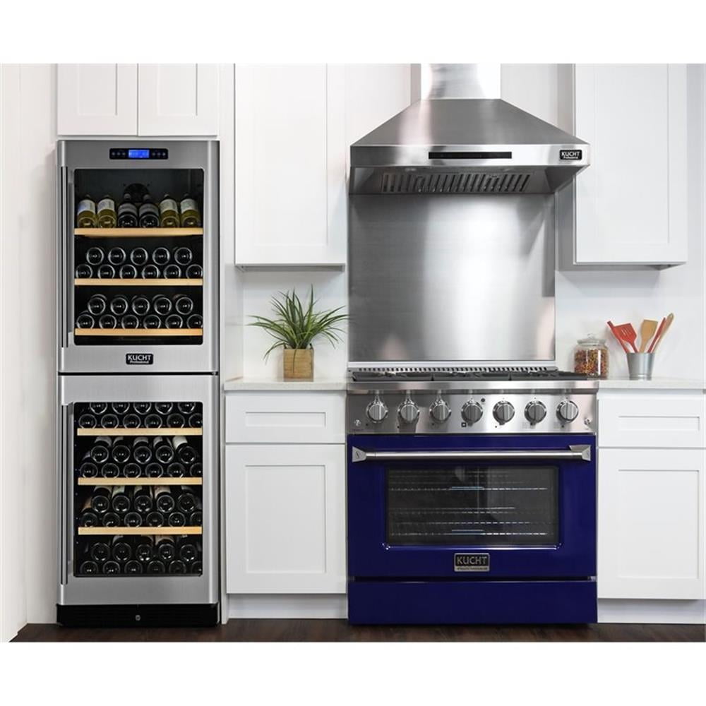Pemberly Row 30" Stainless Steel Propane Gas Range in Blue/Silver