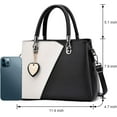 thumbnail image 3 of Kwuty Womens Leather Handbags Purse Top-handle Bags Contrast Color Stitching Totes Satchel Shoulder Bag for Ladies, 3 of 7