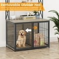 thumbnail image 5 of Dog Crate Furniture with Storage Shelves,Wooden Dog Crate End Table with Flip Top and Movable Divider,42.5 Inch Dog Cage,Large Dog Kennel Indoor Furniture with 3 Doors,42.5"L*27.1"W*63.7"H,Grey, 5 of 8