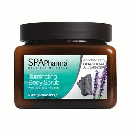 Sea Minerals Foot Scrub - SpaPharma Oasis Body Scrub with Lavender and Charcoal enriched with Dead Sea Minerals 16.9 fl. Oz.