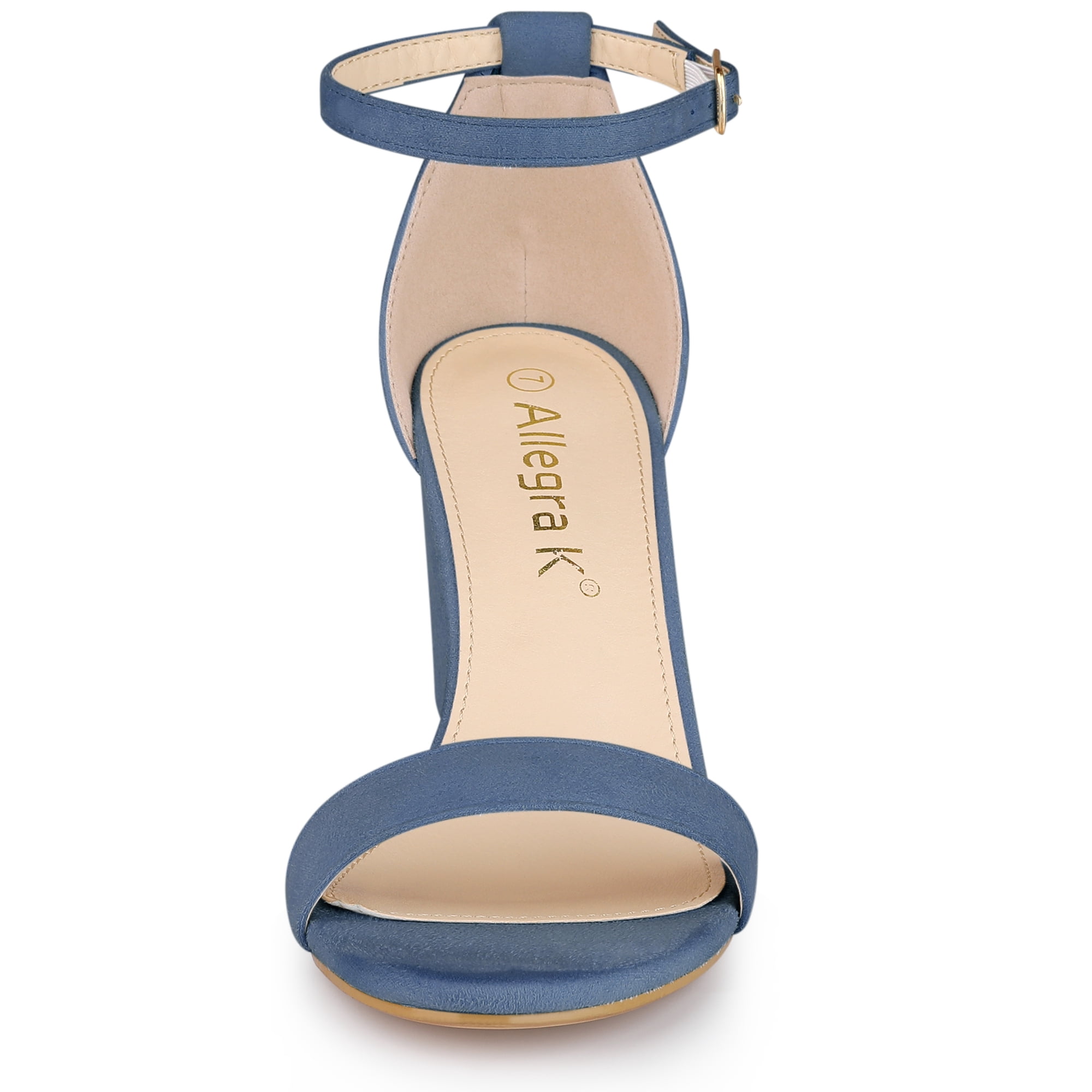DARING DIVA Women's Buckle Ankle Strap High Chunky Heel Sandals Haze Blue 10