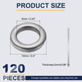 thumbnail image 2 of Arandela Plana M6 para Tornillo, 120Pcs Arandelas de Acero Inoxidable 304 6MM ID x 10MM OD x 2MM de Grosor (Tono Plateado), 2 of 6
