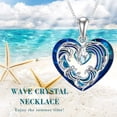 thumbnail image 2 of CACA LADY Wave Necklace 925 Sterling Silver Heart Blue Crystal Necklace Surfer Beach Jewelry Gifts, 2 of 5