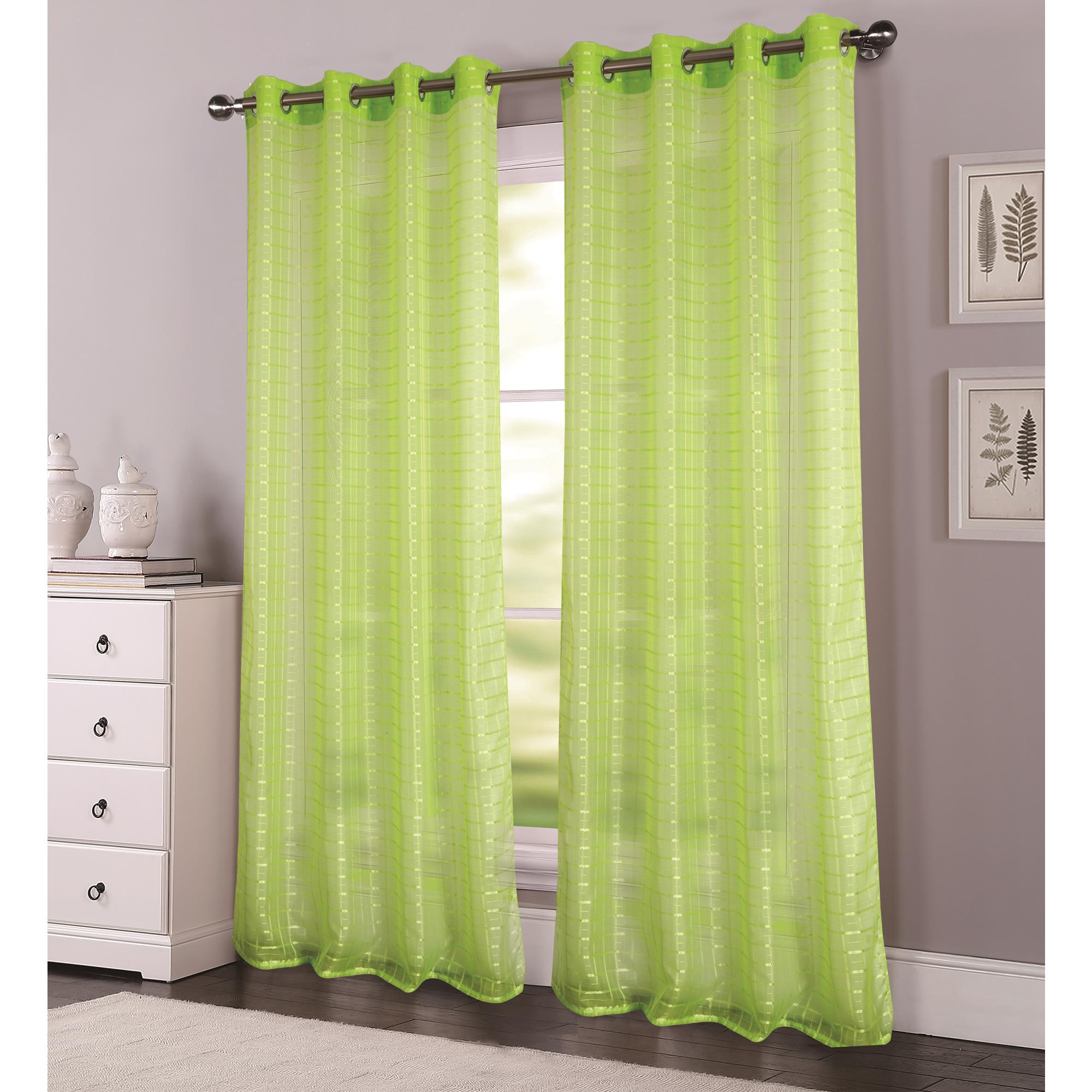 Wanda Box Voile 54 x 90 in. Grommet Single Curtain Panel, Neon Green
