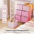 thumbnail image 4 of L-Shaped Bunk Beds Twin Over Twin with 8 Storage Drawers, Charging Station and LED Lights, Metal Bunk Beds with Storage Headboard and Shelf for Teen, Safety Guardrail & Ladder, White&Pink, 4 of 9