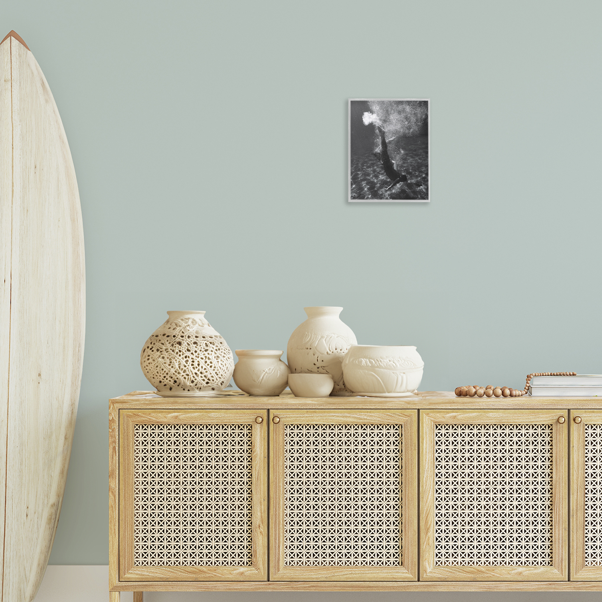 Stupell Industries Deep Ocean Diving Novelty Photography Gray Framed Art Print Wall Art, 11 x 14