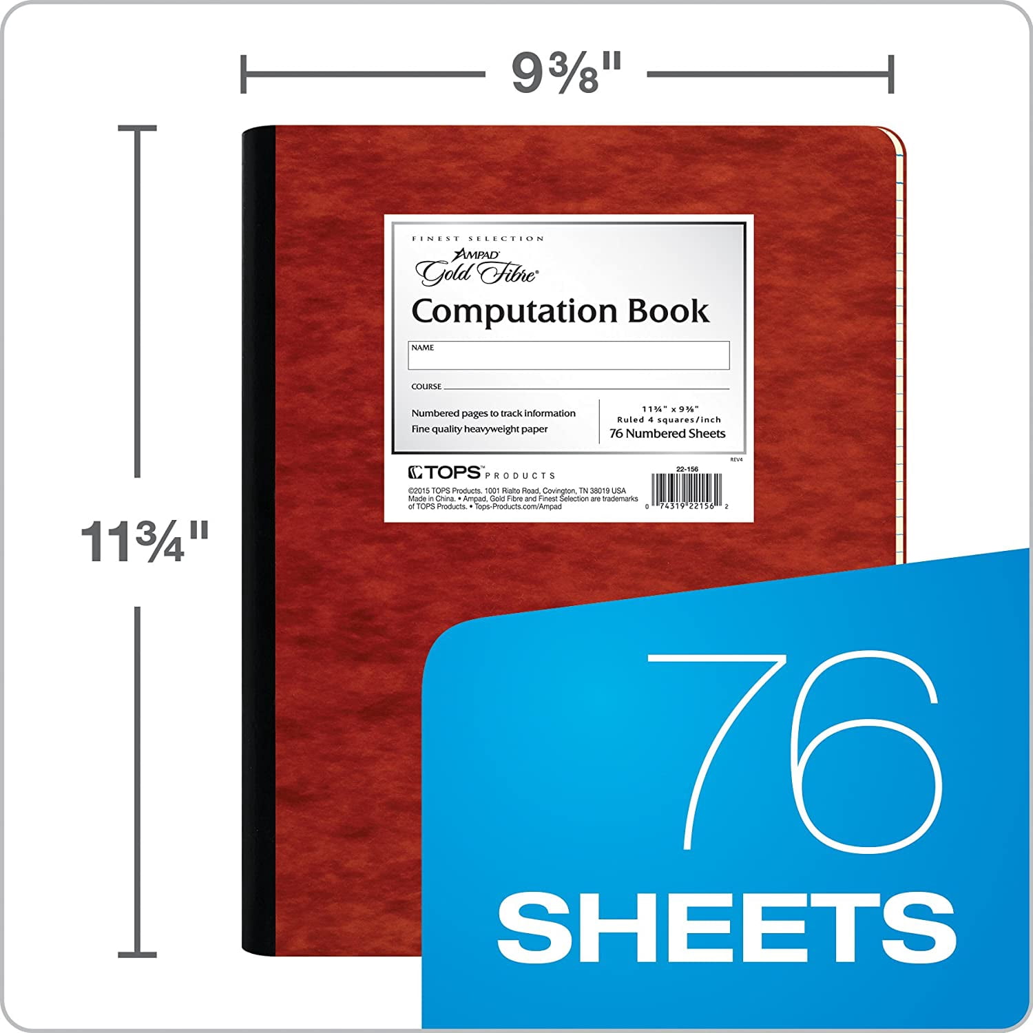 TOPS 22-156 Ampad Gold Fibre Computation Book - 11.75 x 9.37 in., Pack Of 30