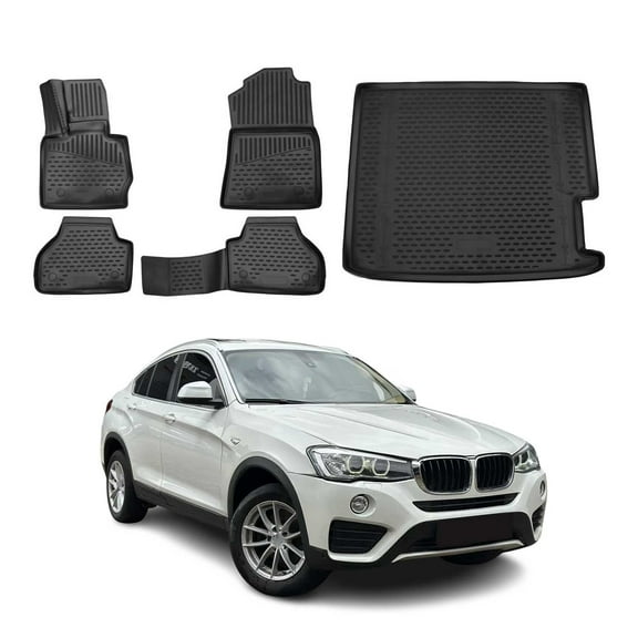 Custom Floor Mats & Cargo Liners for BMW X4 F26 2015-2018 Rubber TPE Black 5Pcs