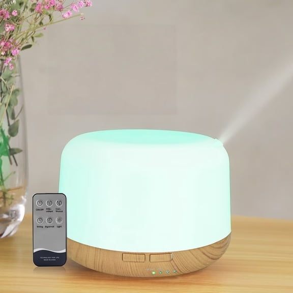500ML Aromatherapy Diffuser Humidifier, Ultrasonic Cool Mist with Remote, 7-Color Night Light, Auto Shut-Off Timer for Bedroom Office