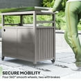 thumbnail image 5 of Outsunny Outdoor Grill Cart w/ Wheels and Storage Cabinets, Solid Wood Outdoor Kitchen Island w/ Stainless Steel Top, Integrated Hole, Gray, 5 of 9