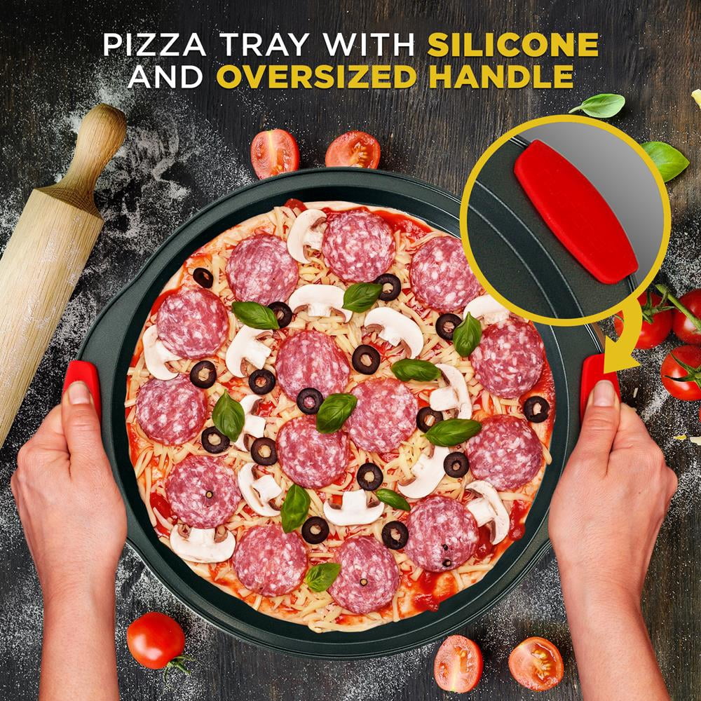 NutriChef 2-Pc. Non-stick Pizza Tray - Round Steel Non-stick Pan