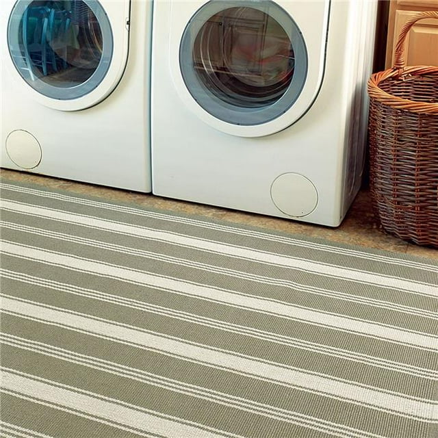Homespice Decor 754097 5 x 8 ft. Dove Camden Stripe Ultra Wool Woven Rectangular Rug - Grey, Off white