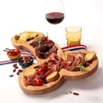 thumbnail image 4 of Homlux Foldable Guitar-Shaped Charcuterie Board, Natural Oak Wood, 4 Compartment Serving Platter, For Appetizer Cheese Meat Wine, 4 of 6