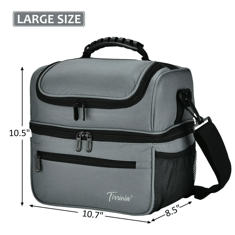 Tirrinia Large Insulated Lunch Bag for Men and Women, Adult Double