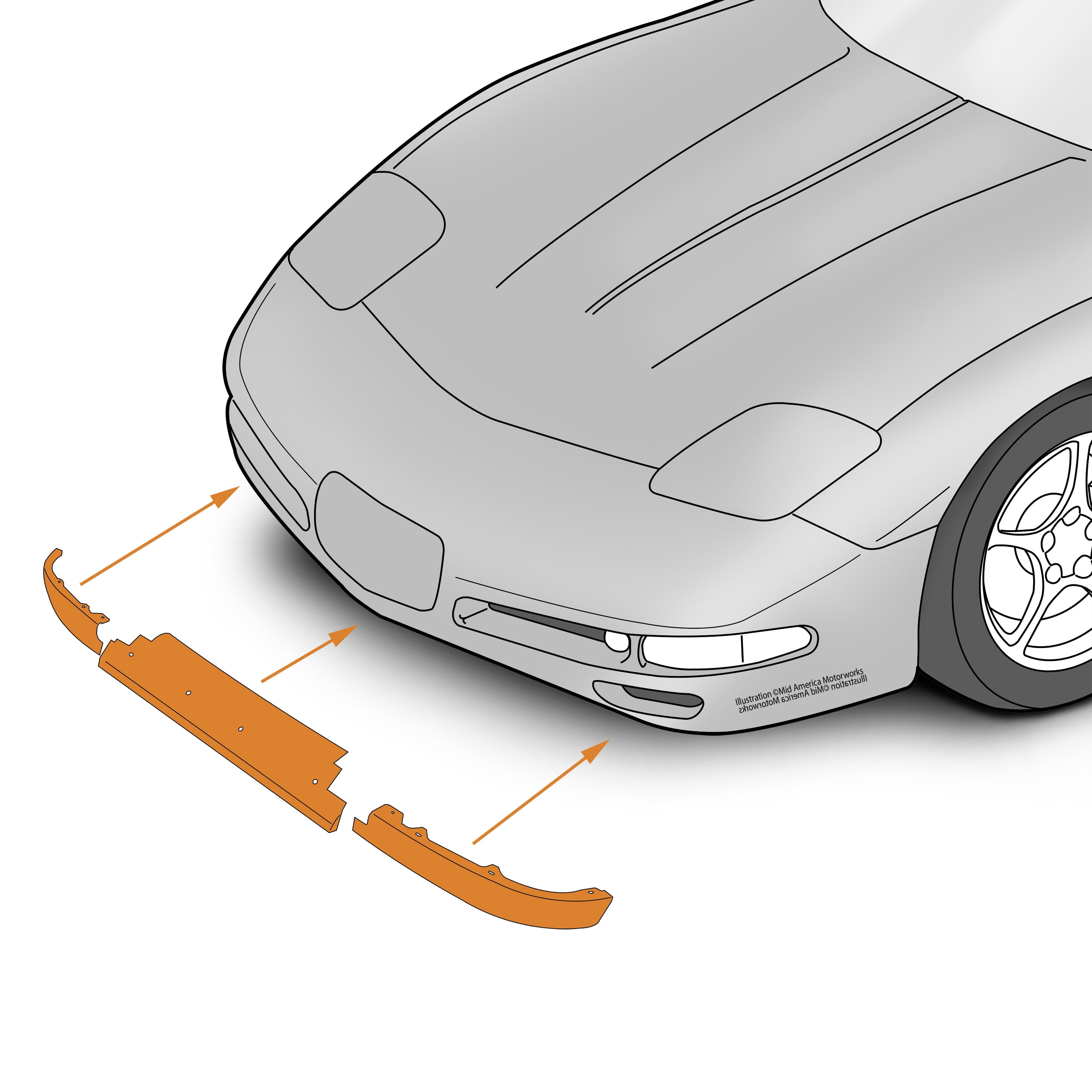 Buy C5 Corvette Front Lower Spoiler Air Dam Complete Kit Fits All 97 through 04 Corvettes