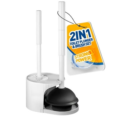 propuri 2 in 1 Toilet Brush and Plunger Set, Extended Handle Plunger,Toilet Bowl Brush Plunger Set,Bathroom Cleaning Tools,Cleaning Brush,Cleaning Supplies,Toilet Brush Plunger Combo ,White