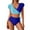 Blue, variant on Dezsed Womens High Waisted Bathing Suits Tummy Control Two Piece Swimsuits Ruffle Bikini Sets Color Block Ruched Swimwear Green XXL