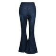 thumbnail image 4 of XXLvision Women Flared Denim Pants High Rise Belted Bell Bottom Jeans, 4 of 4