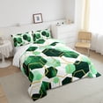 thumbnail image 3 of Manfei Geometric Honeycomb Hexagon Queen Comforter Set,Modern Minimalist Art Bedding Sets,Green Gold White Bedding Comforter Set For Men Women,Microfiber Bedroom Decor Reversible,3 Pieces, 3 of 8