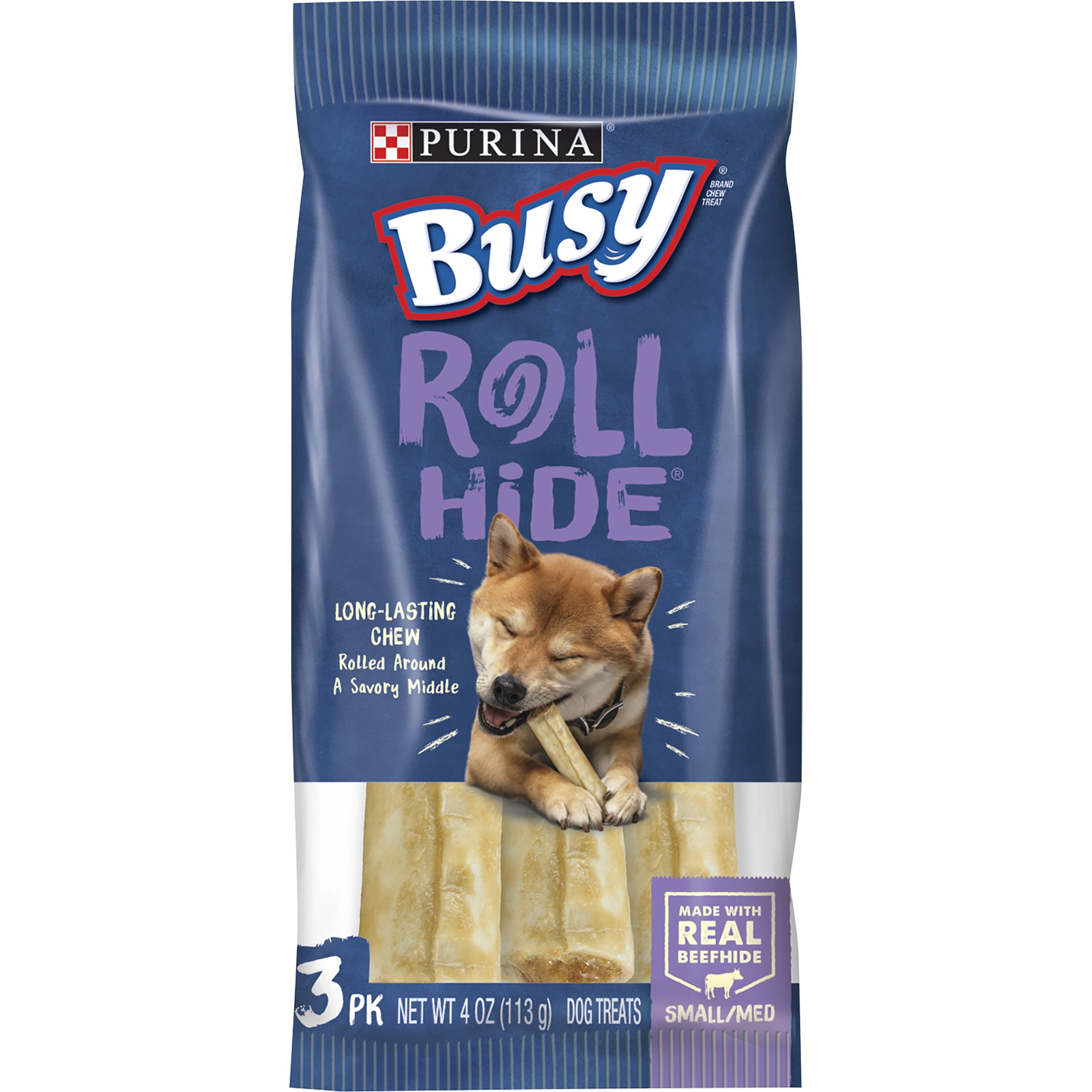 Purina Busy Rollhide Long Lasting Chews for Dogs, 4 oz Pouch
