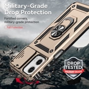 for Motorola Moto G Stylus 5G 2022 Case, Soft TPU & Hard PC Anti-scratch Sliding Cover Full Protection Ring Stand Rotating Kickstand Holder Magnetic Shockproof Phone Case Cover, Gold