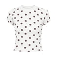 thumbnail image 2 of SAWOBUUN Women Cute Polka Dot T Shirt Short Sleeve Slim Stretch Crew Neck Trendy Summer Top, 2 of 7
