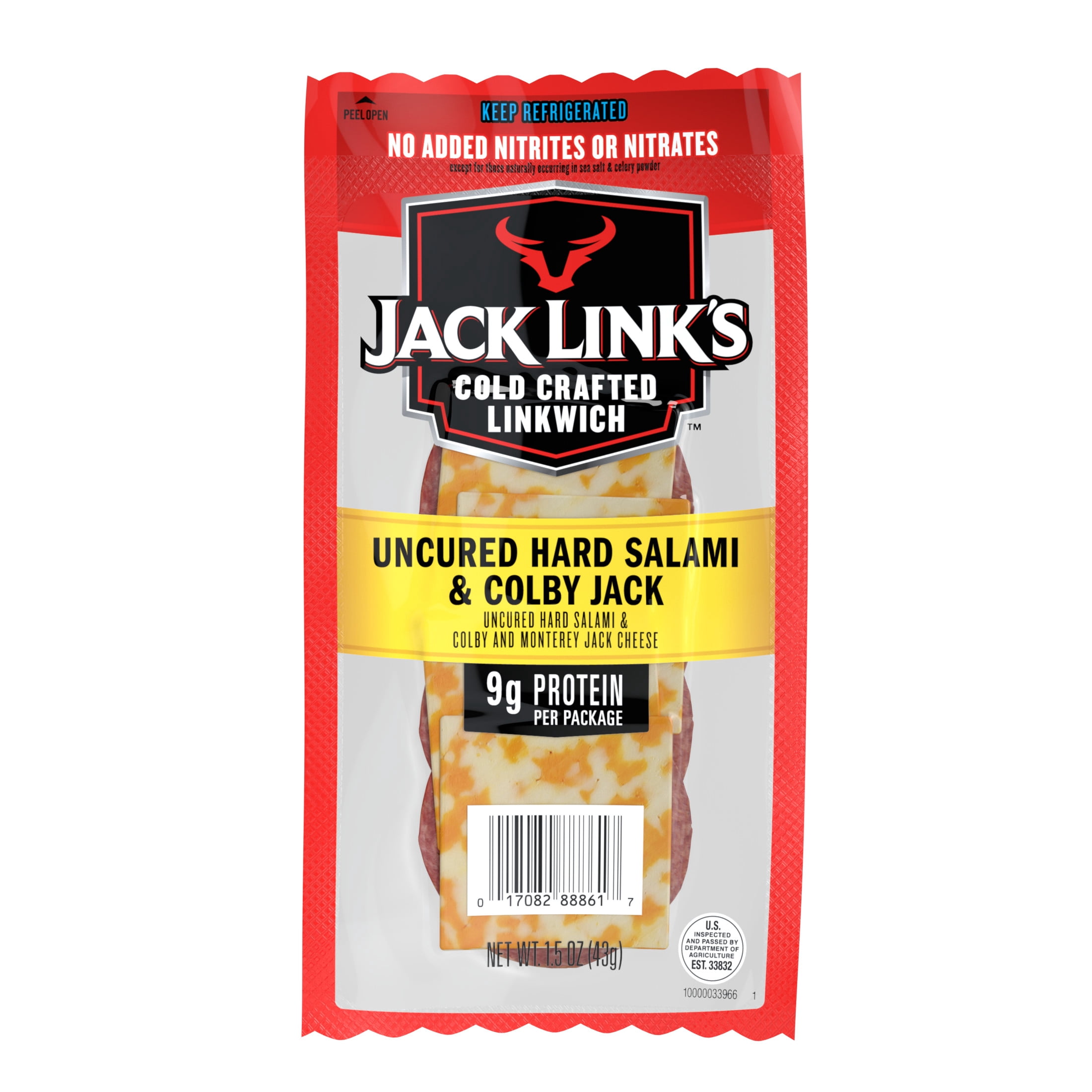 Jack Link's Hard Salami & Colby Jack Cheese Linkwich, Cold Crafted