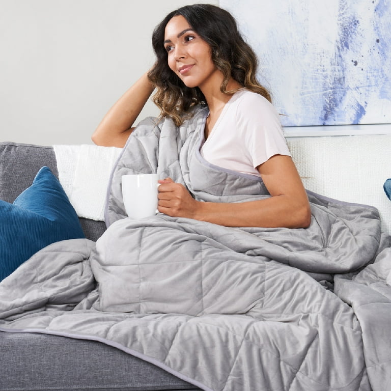 PureComfort Weighted Blanket by Pure Enrichment Dual Climate Fabric 10 lbs Gray