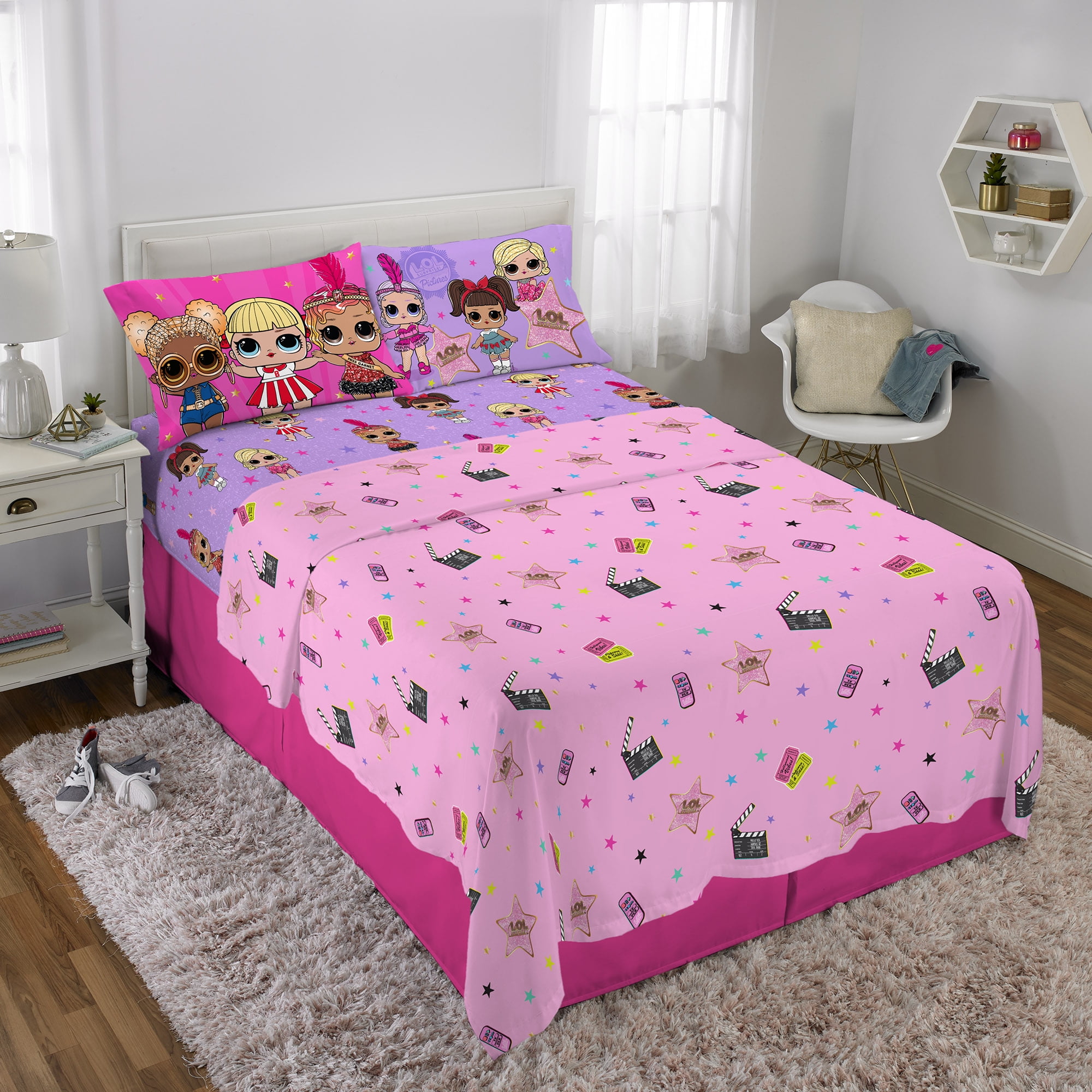 LOL Surprise Kids Full Sheet Set, Pink and Purple, MGA