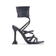 thumbnail image 3 of Cape Robbin Jenni Lace-Up Light Strappy Stiletto Flared Heel Square Open Toe Sandals Black (BLACK, 11), 3 of 4