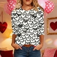 thumbnail image 1 of Xuyuer Women's Casual 3/4 Sleeve T-Shirts Round Neck Cute Tunic Tops Basic Tees Blouses Business Work Tee Top Summer Tunic Tops Dressy T-Shirts Pleated Shirts Fit Pullover Tshirts, 1 of 8