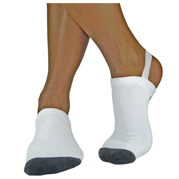 Halfsox-Men's Casual Cotton No Show Half Socks White/Gray Toe (Large/XLarge) (One Pair)