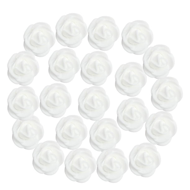 100pcs Cabeza de Flor de Rosa de Espuma Accesorios de cabello Decoración Casera Blanco