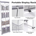 thumbnail image 4 of PATIKIL Portable Magazine Display Racks Floor Standing Double A4 8 Mesh Pockets Brochure Stand Catalog Literature Holder for Hotel, Exhibition, Office, Gray, 4 of 7