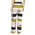 thumbnail image 3 of Sigee Gold Glittering Hearts and Flamingos Print Women's Soft Pajama Pants - Breathable and Comfortable Lounge Sleep Bottoms with Elastic Waistband and Pockets-Large, 3 of 9